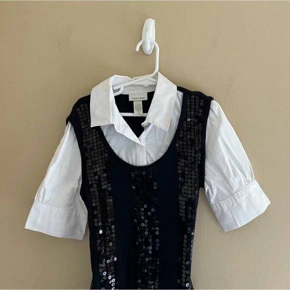 ⚫️LIMITED TOO: Girl size 12, 1/2 sleeve blouse w/sequins & detachable belt⚫️ - Picture 5 of 9